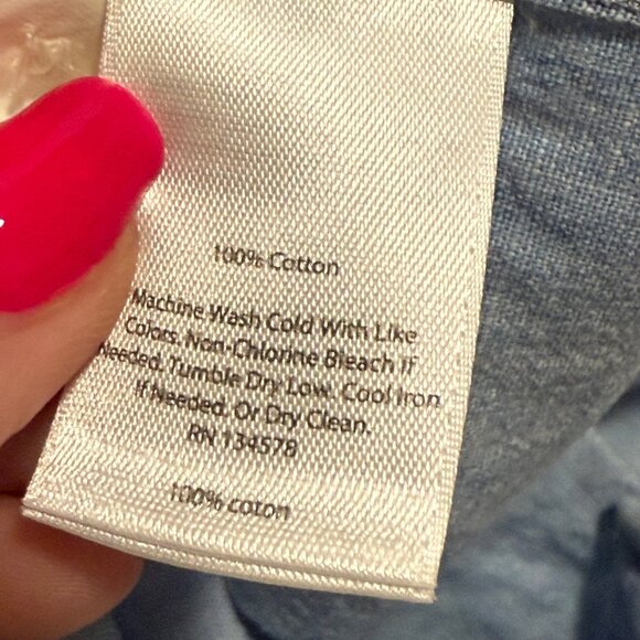 Vineyard Vines Relaxed Chambray Long‎ Sleeve Button Up Blue Blouse Size 6 - Picture 7 of 7